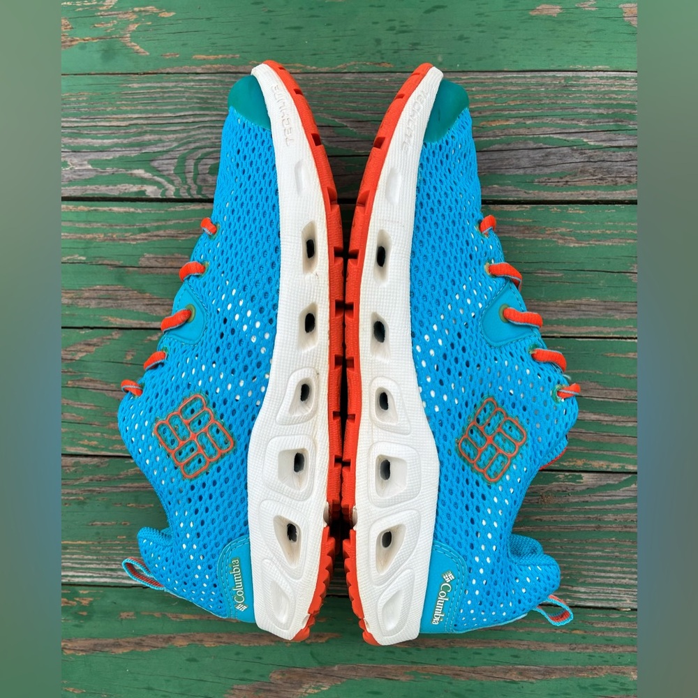 Columbia Womens 7.5 Drainmaker II Trail Water Sneakers Blue Orange Mesh Shoes - Picture 7 of 15
